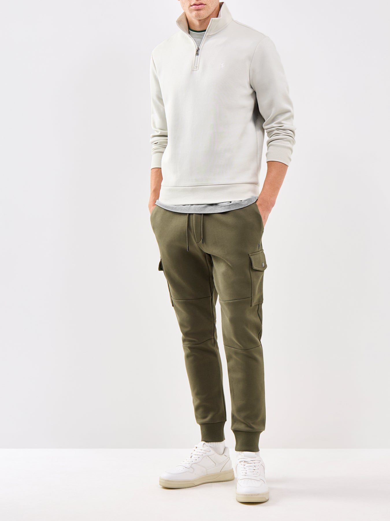 Double Knit Cargo Trousers Olive