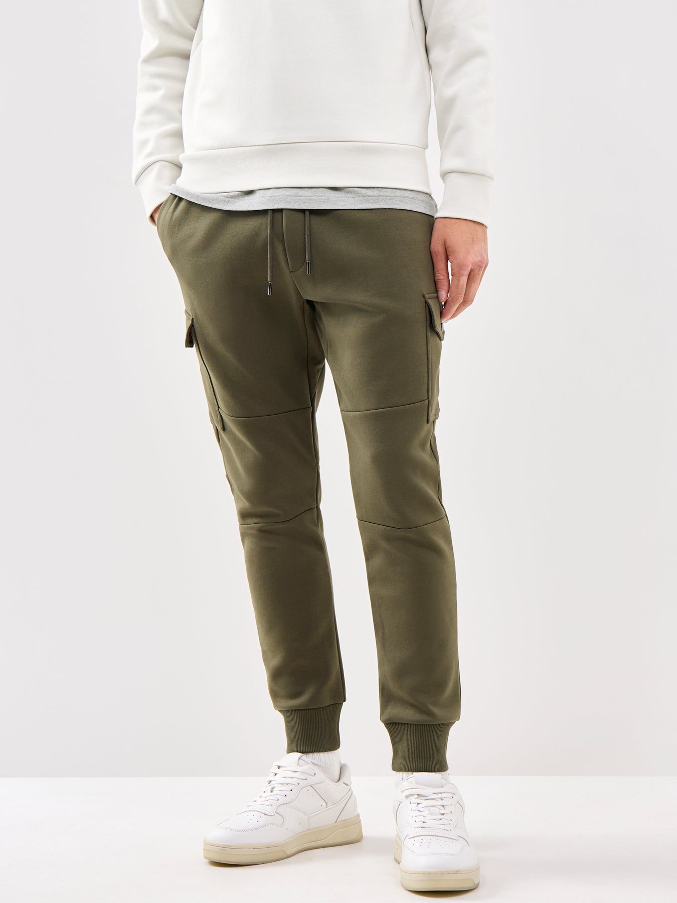 Double Knit Cargo Trousers Olive