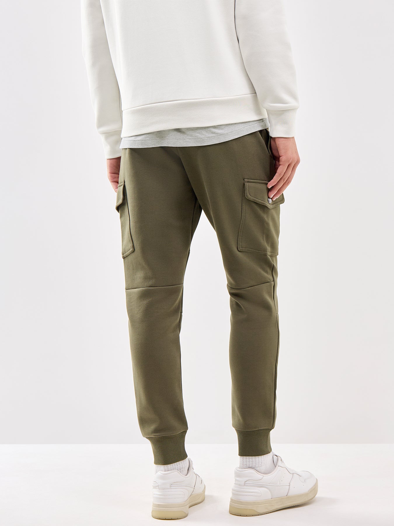 Double Knit Cargo Trousers Olive