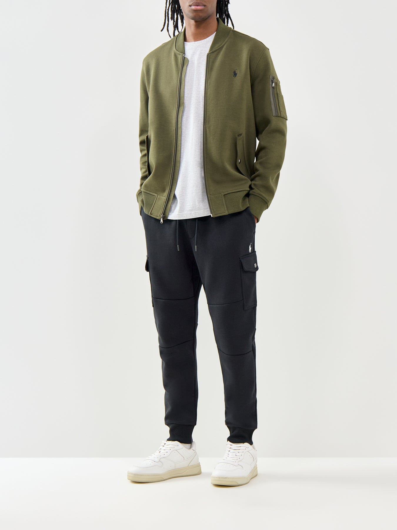 Double Knit Cargo Trousers Black