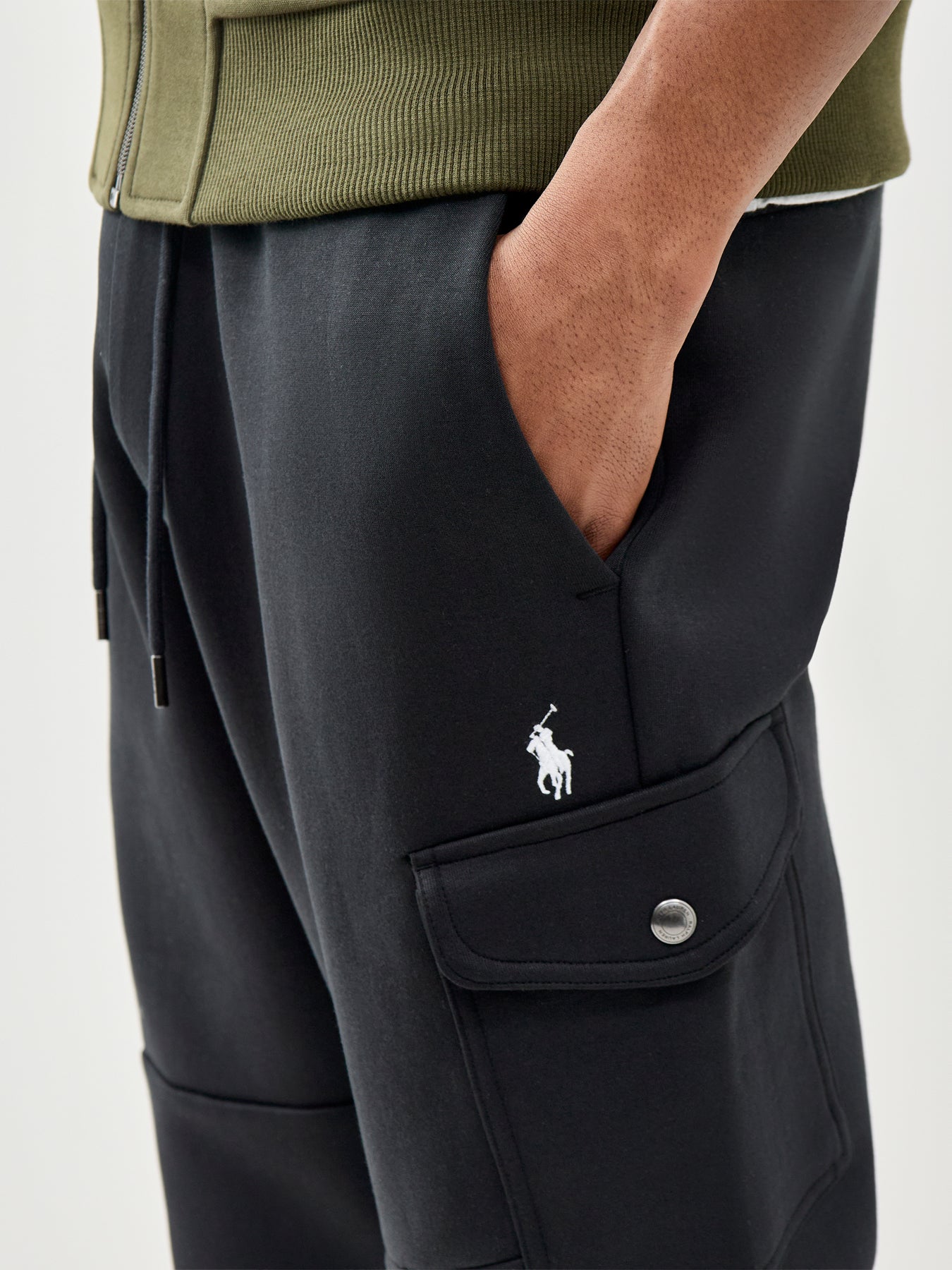 Double Knit Cargo Trousers Black