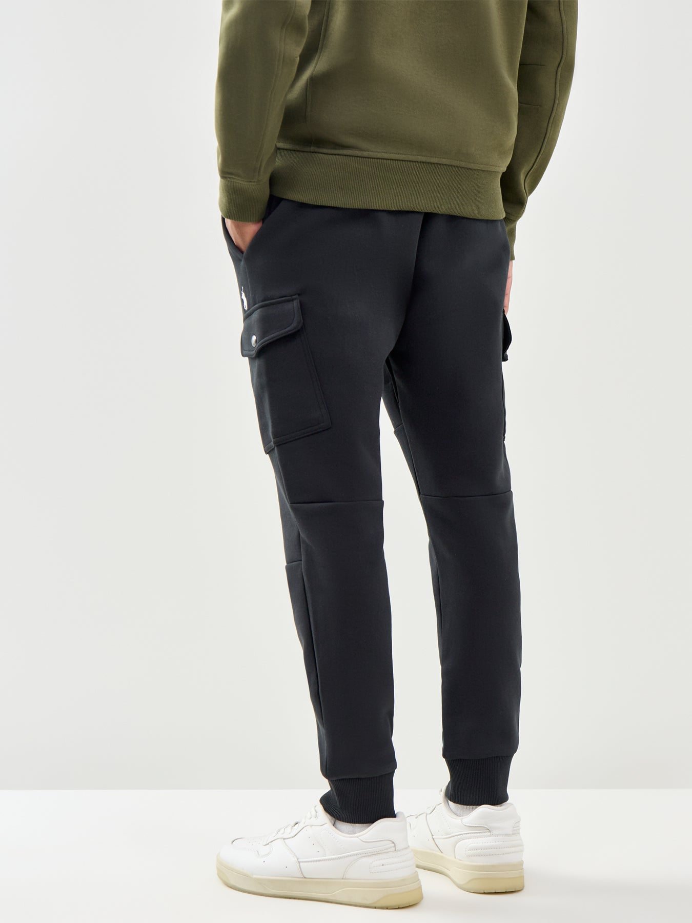 Double Knit Cargo Trousers Black