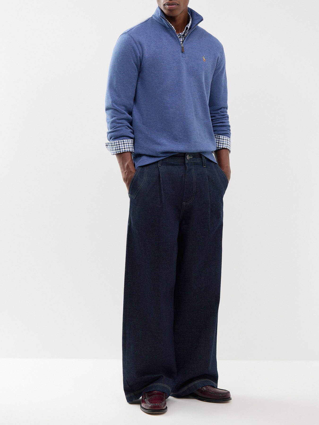 Polo Ralph Lauren Rib Cotton Quarter Zip Sweatshirt Blue