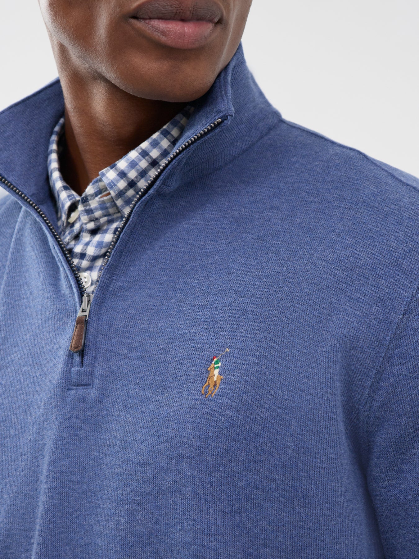Polo Ralph Lauren Rib Cotton Quarter Zip Sweatshirt Blue