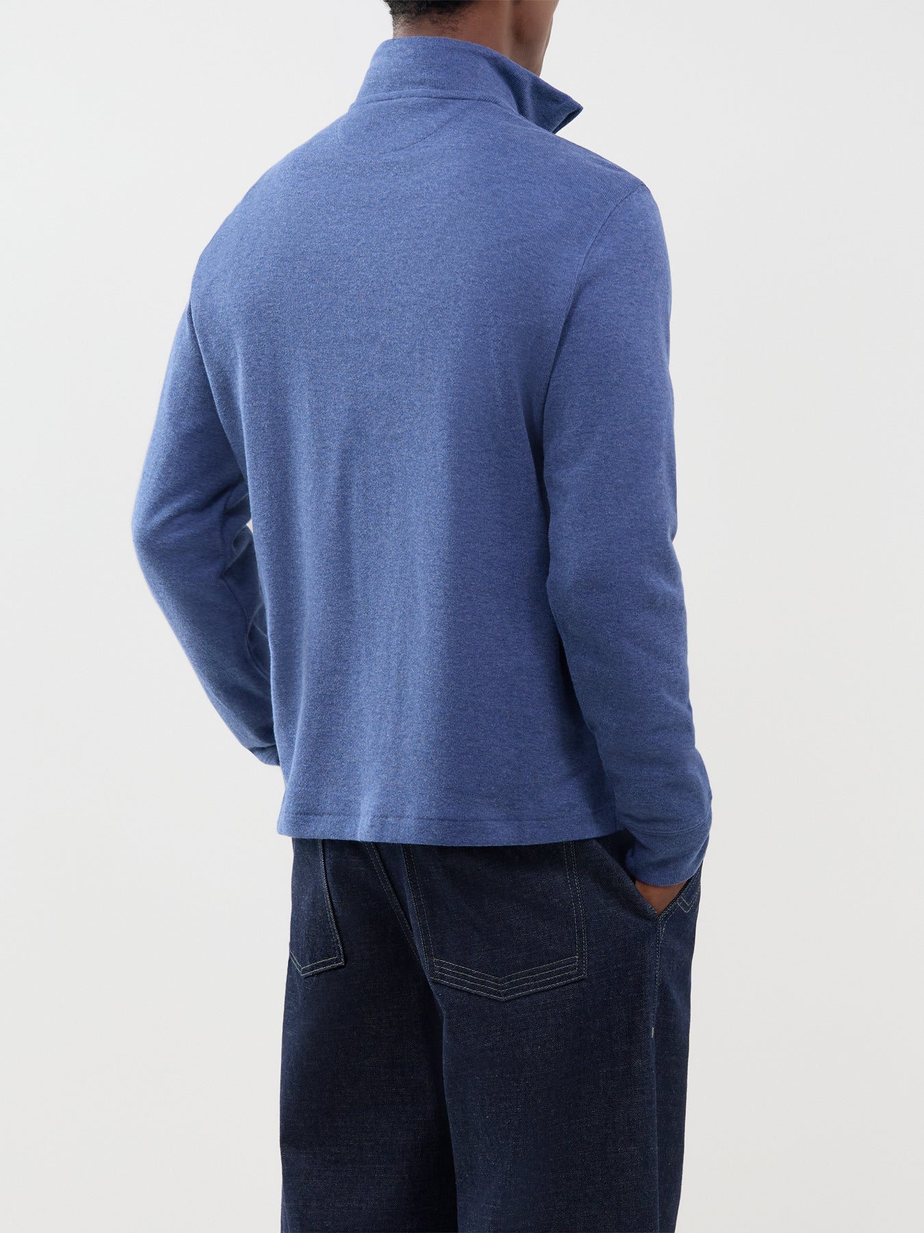 Polo Ralph Lauren Rib Cotton Quarter Zip Sweatshirt Blue