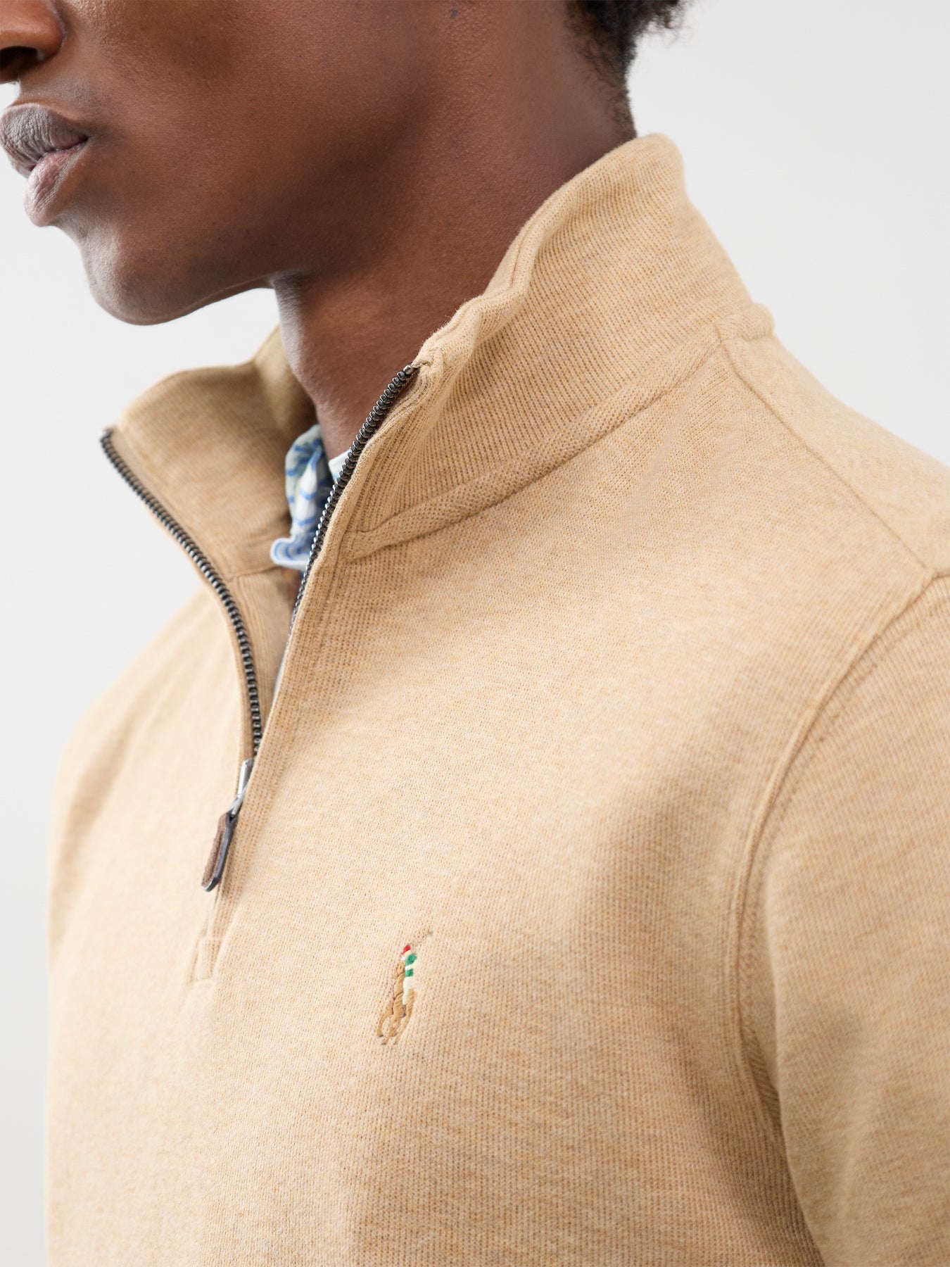 Polo Ralph Lauren Rib Cotton Quarter Zip Sweatshirt Beige