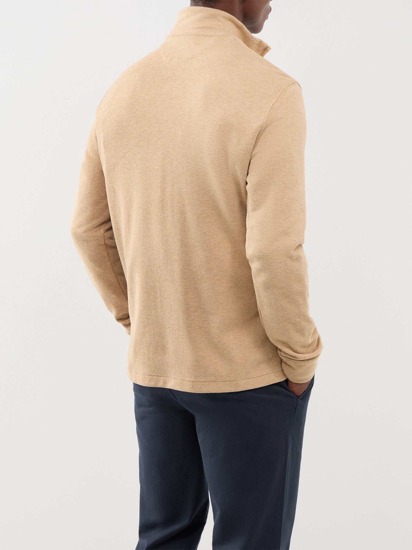 Polo Ralph Lauren Rib Cotton Quarter Zip Sweatshirt Beige