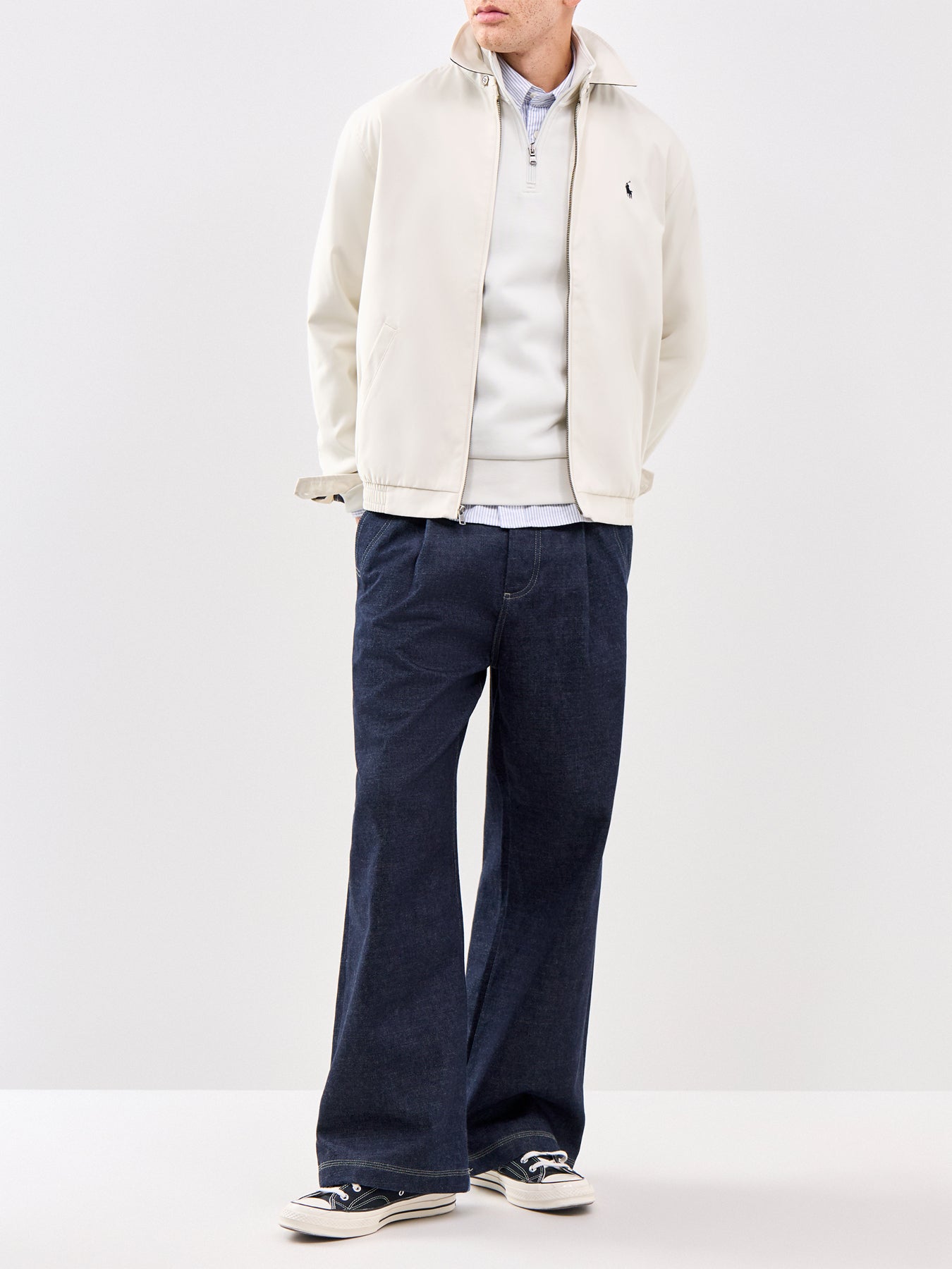 Double Knit Quarter Zip Sweatshirt Grey