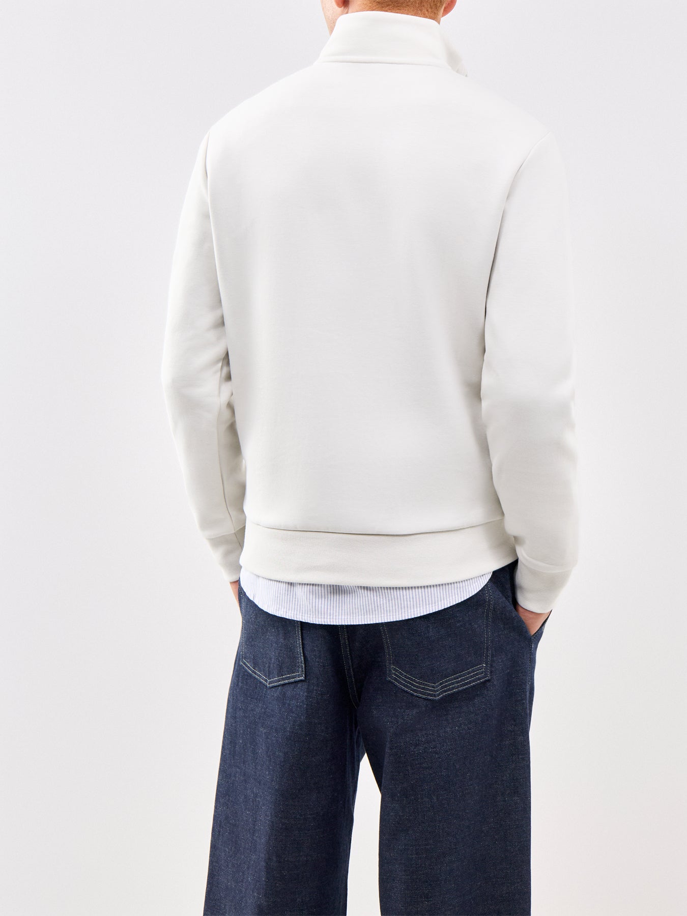 Double Knit Quarter Zip Sweatshirt Grey