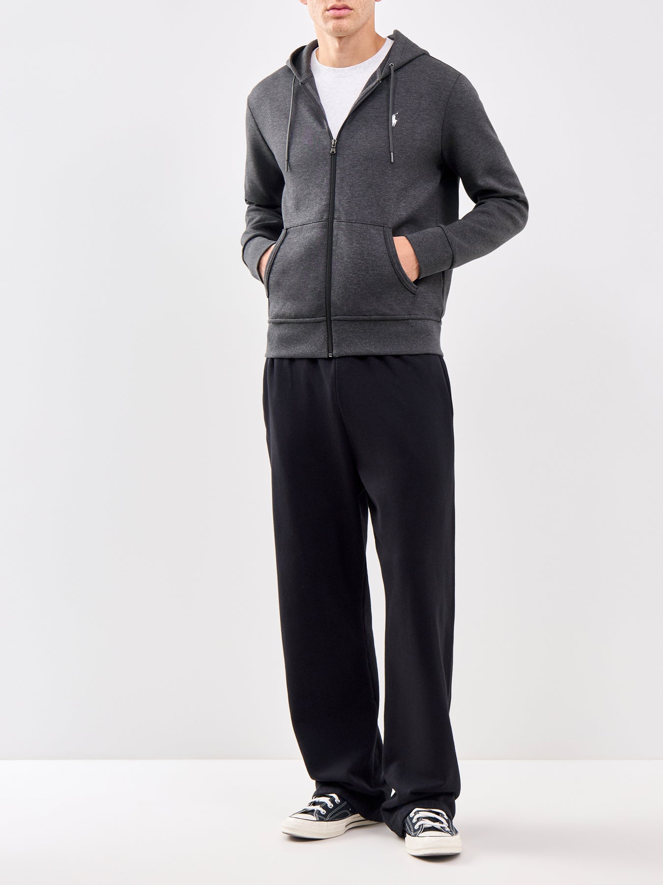 Double Knit Zip Through Hoodie Grey