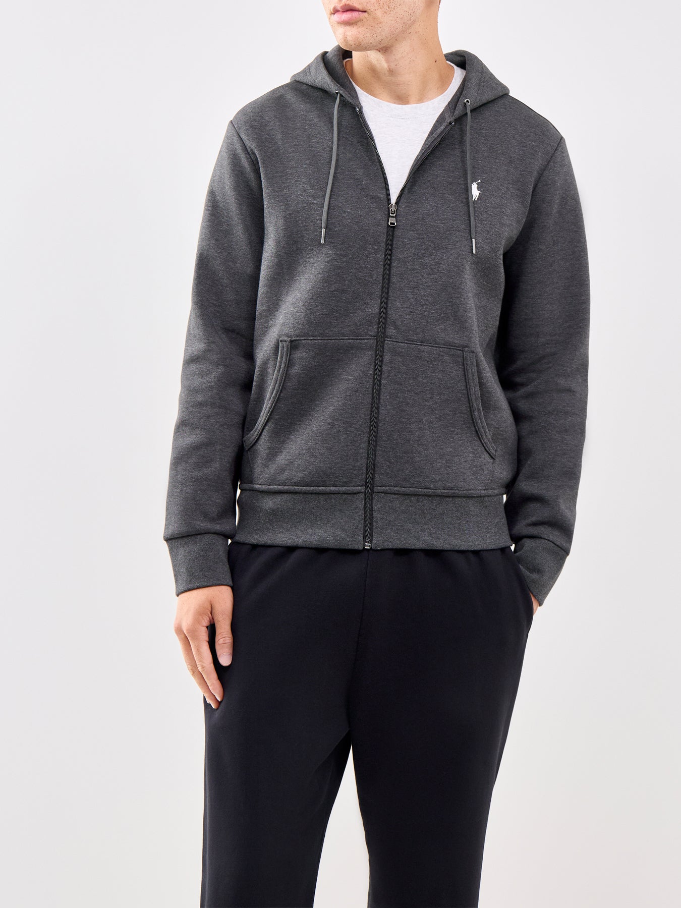 Double Knit Zip Through Hoodie Grey