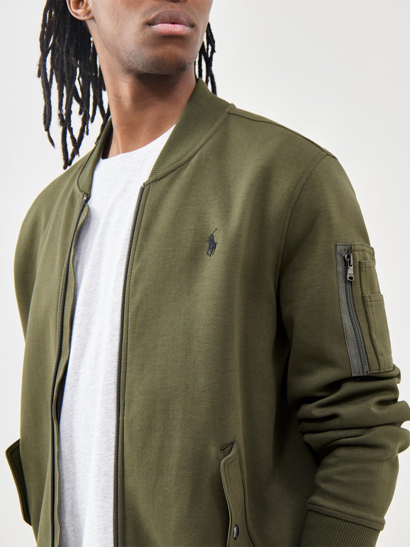 Double Knit Bomber Jacket Olive