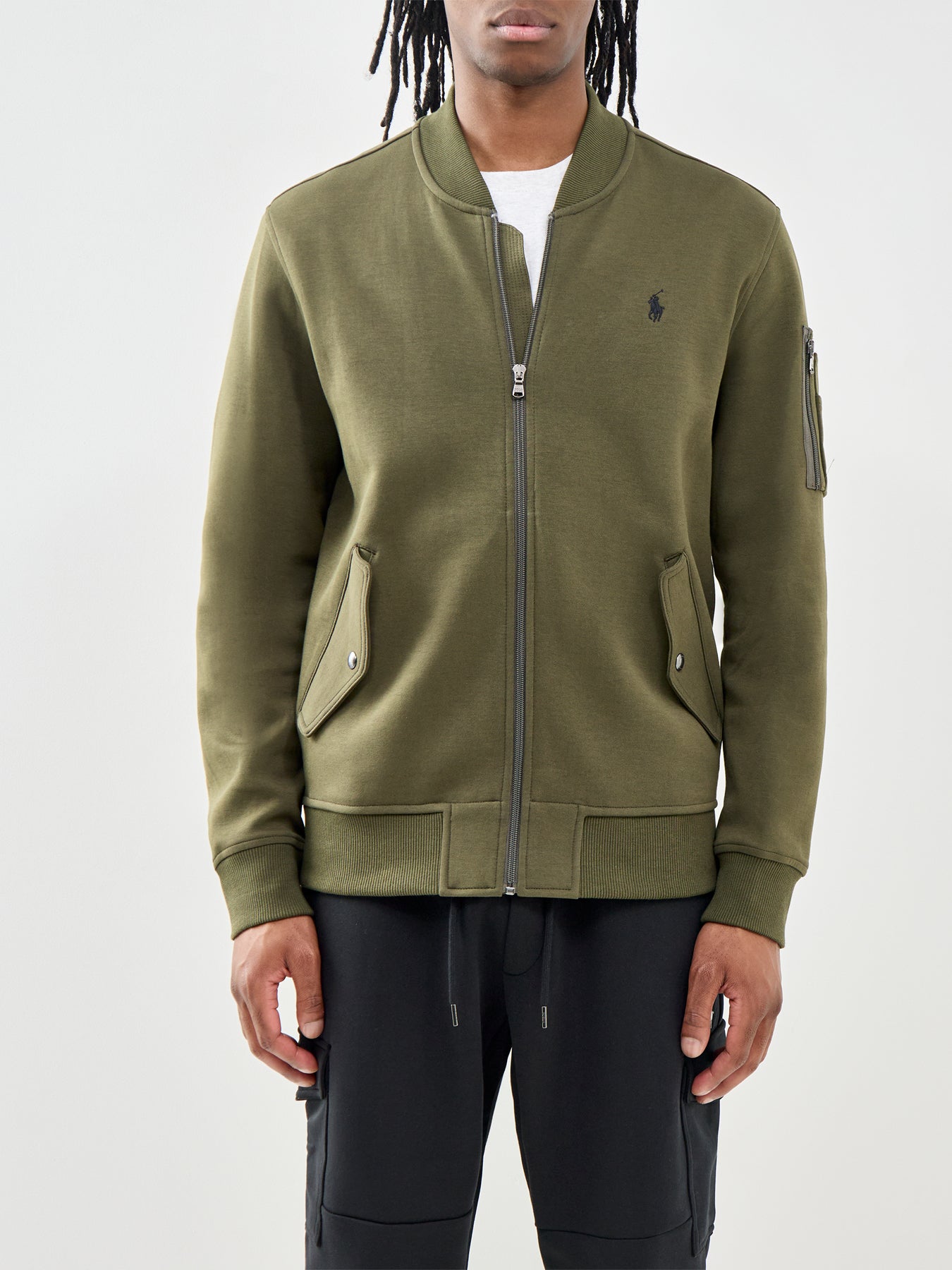 Double Knit Bomber Jacket Olive