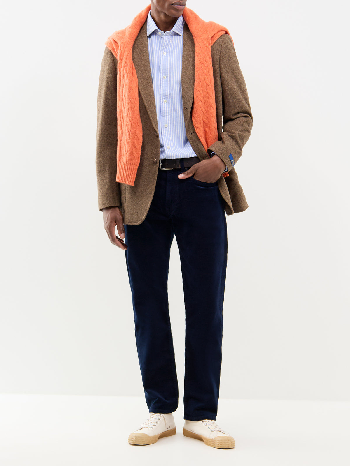 Brushed Cotton Twill 5-Pocket Trousers - Aviator Navy