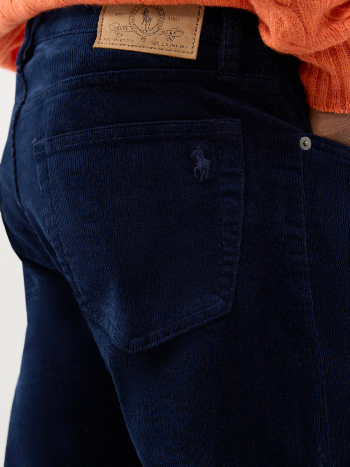 Brushed Cotton Twill 5-Pocket Trousers - Aviator Navy