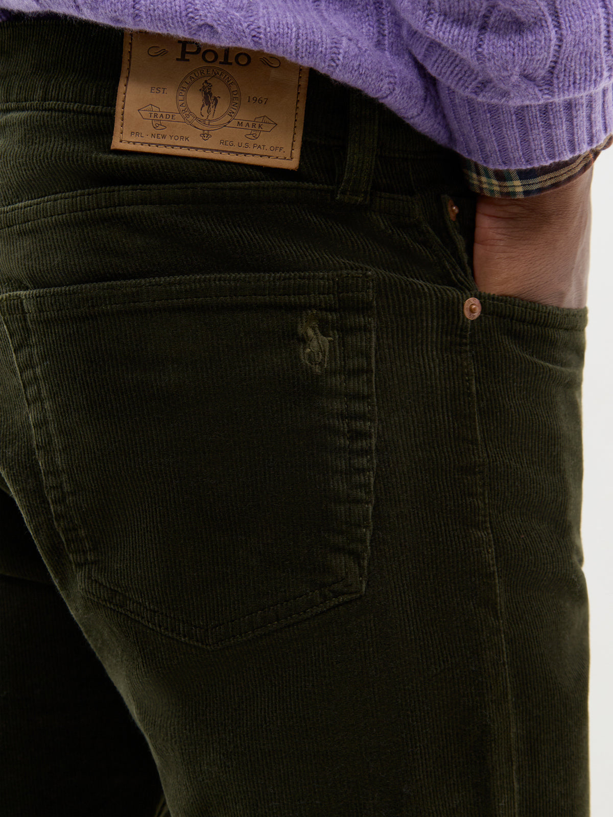 Brushed Cotton Twill 5-Pocket Trousers - Estate Olive