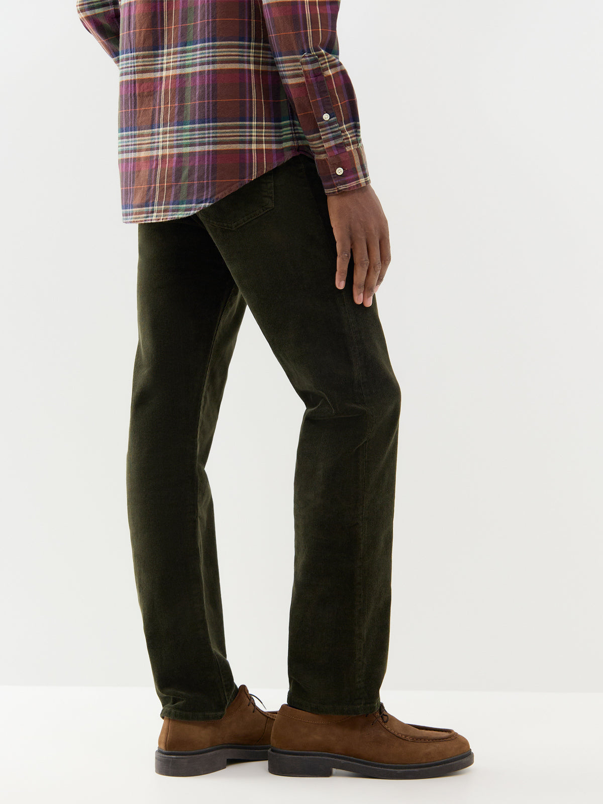 Brushed Cotton Twill 5-Pocket Trousers - Estate Olive