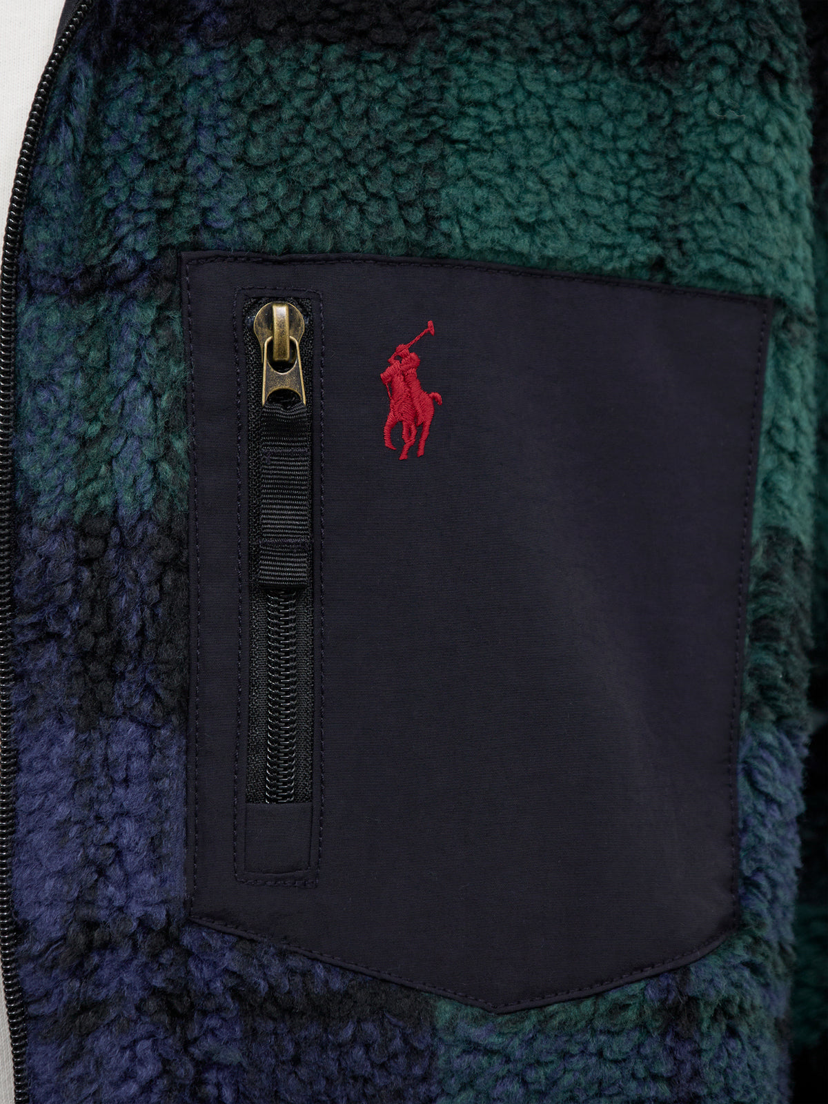 Blackwatch Tartan Sherpa Fleece Full-Zip Jumper - Green