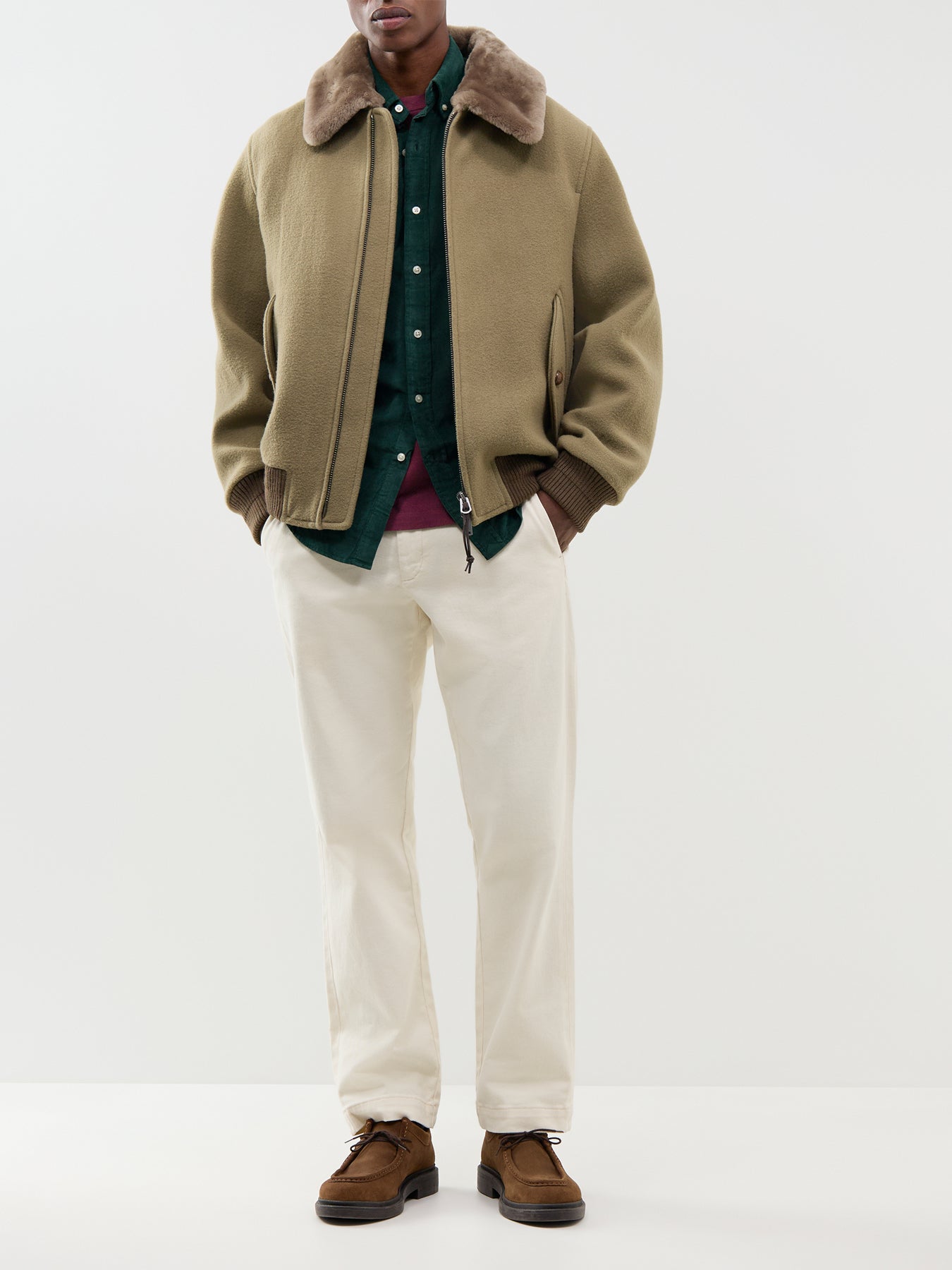 Cotton Custom Fit Corduroy Shirt - Moss Agate