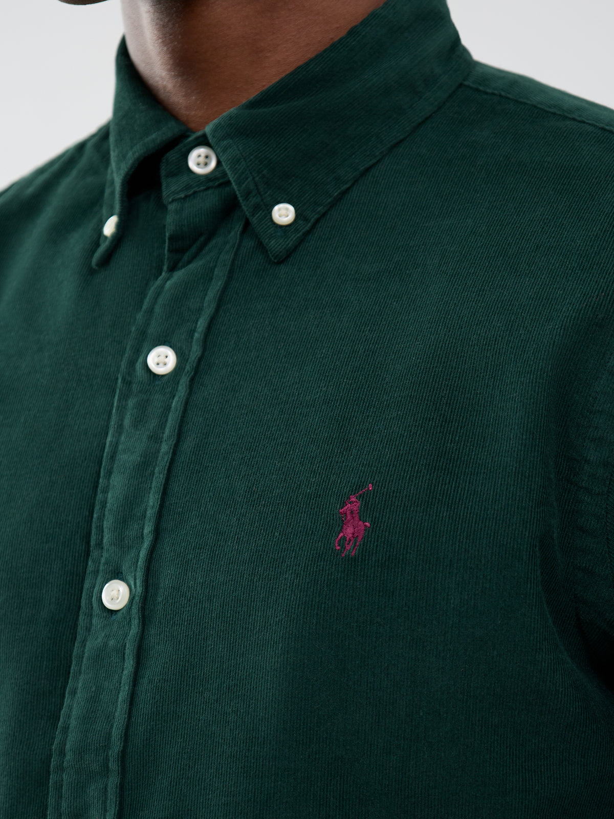 Cotton Custom Fit Corduroy Shirt - Moss Agate