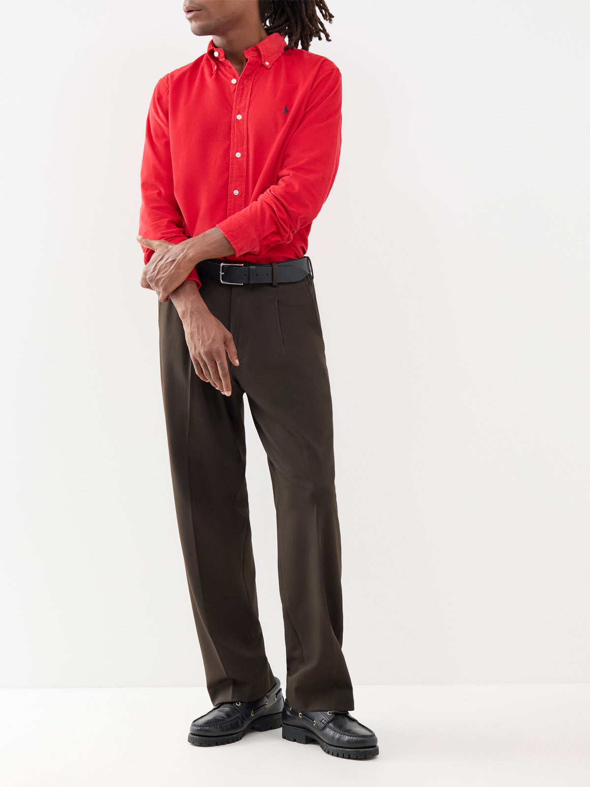 Custom Fit Cotton Corduroy Shirt - Red
