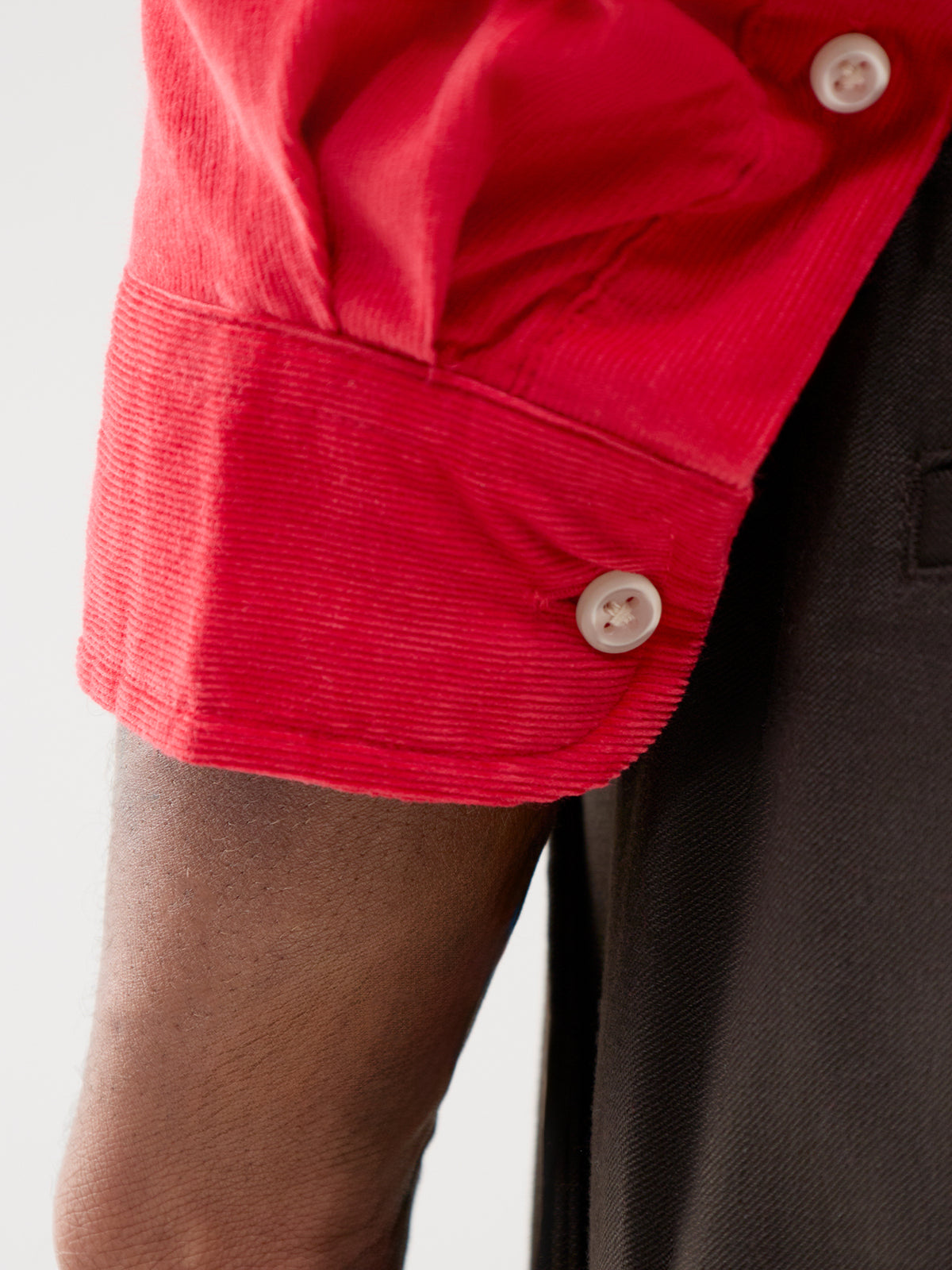 Custom Fit Cotton Corduroy Shirt - Red