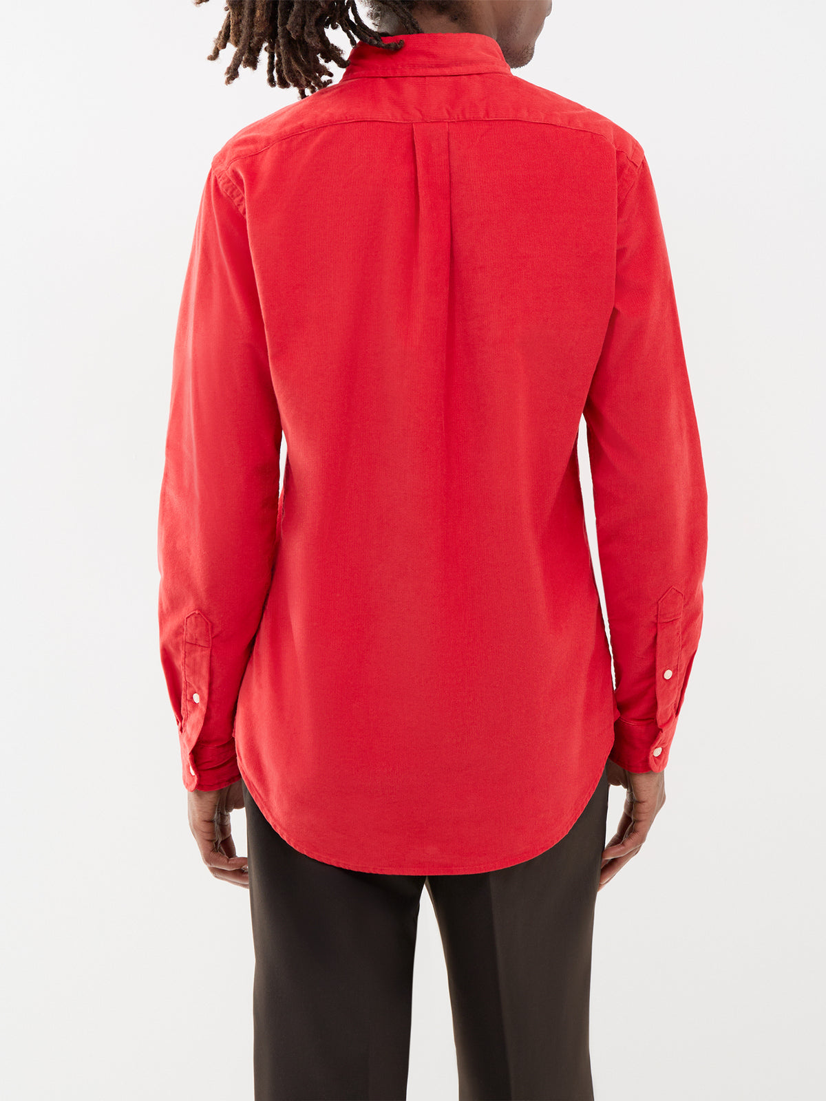 Custom Fit Cotton Corduroy Shirt - Red