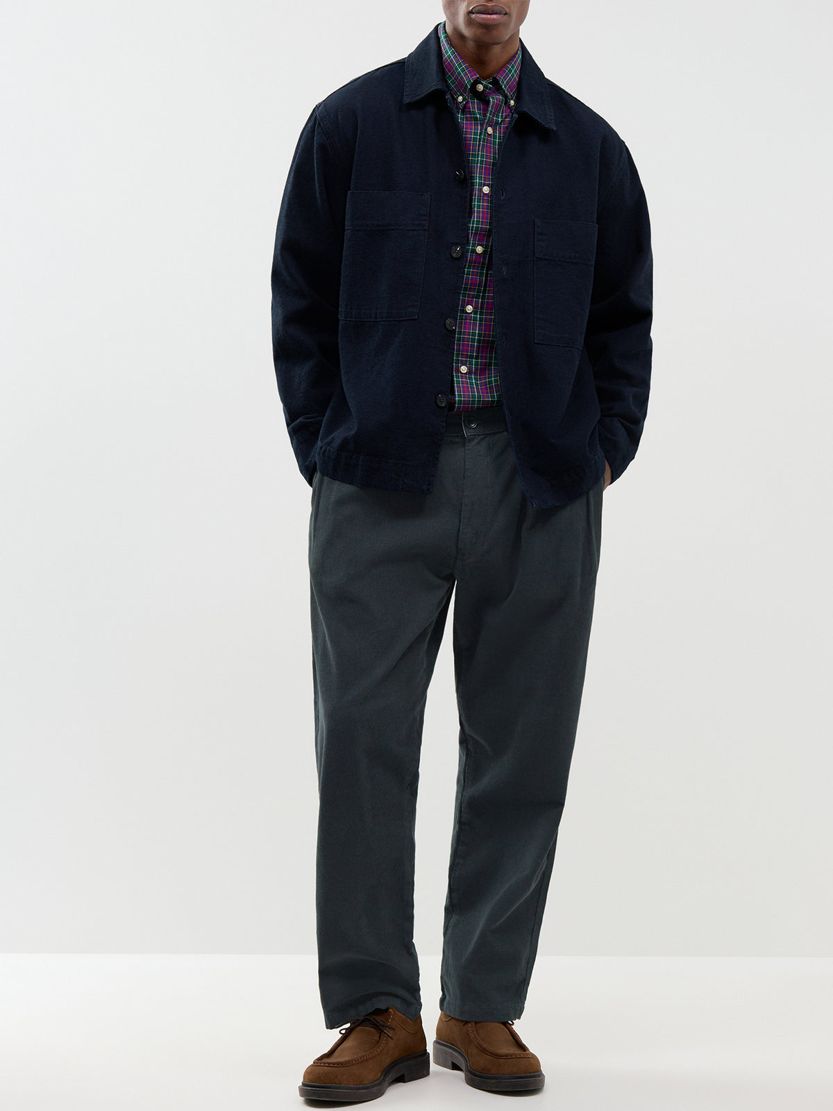 Cotton Custom Fit Sanded Twill Check Shirt