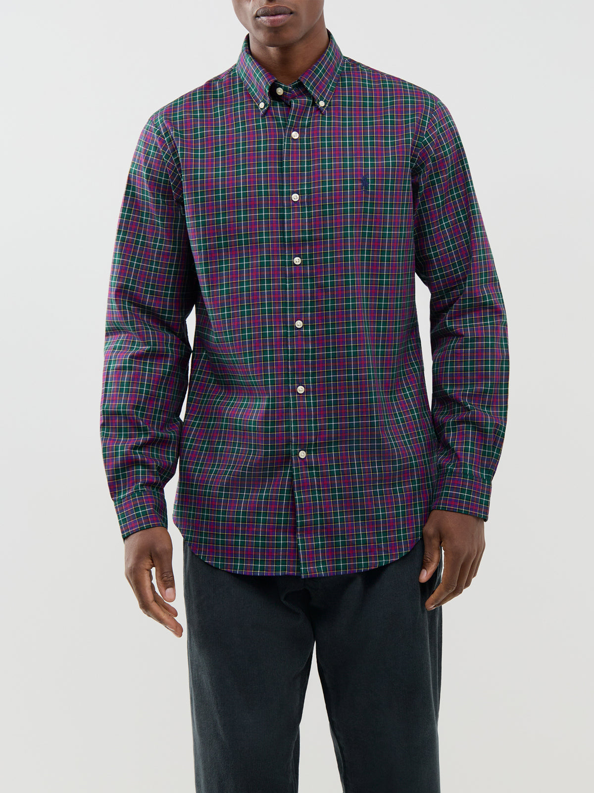 Cotton Custom Fit Sanded Twill Check Shirt