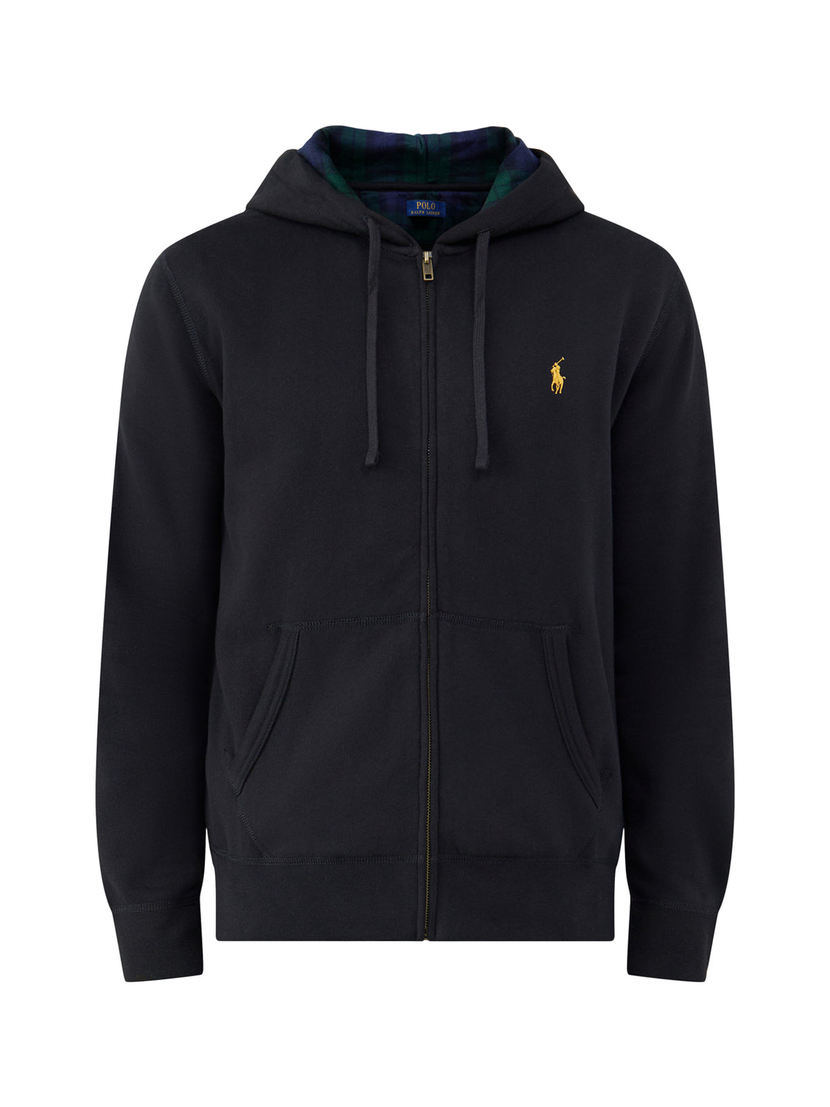 Wool & Cashmere Tartan-Lined Zip-Through Hoodie - Black