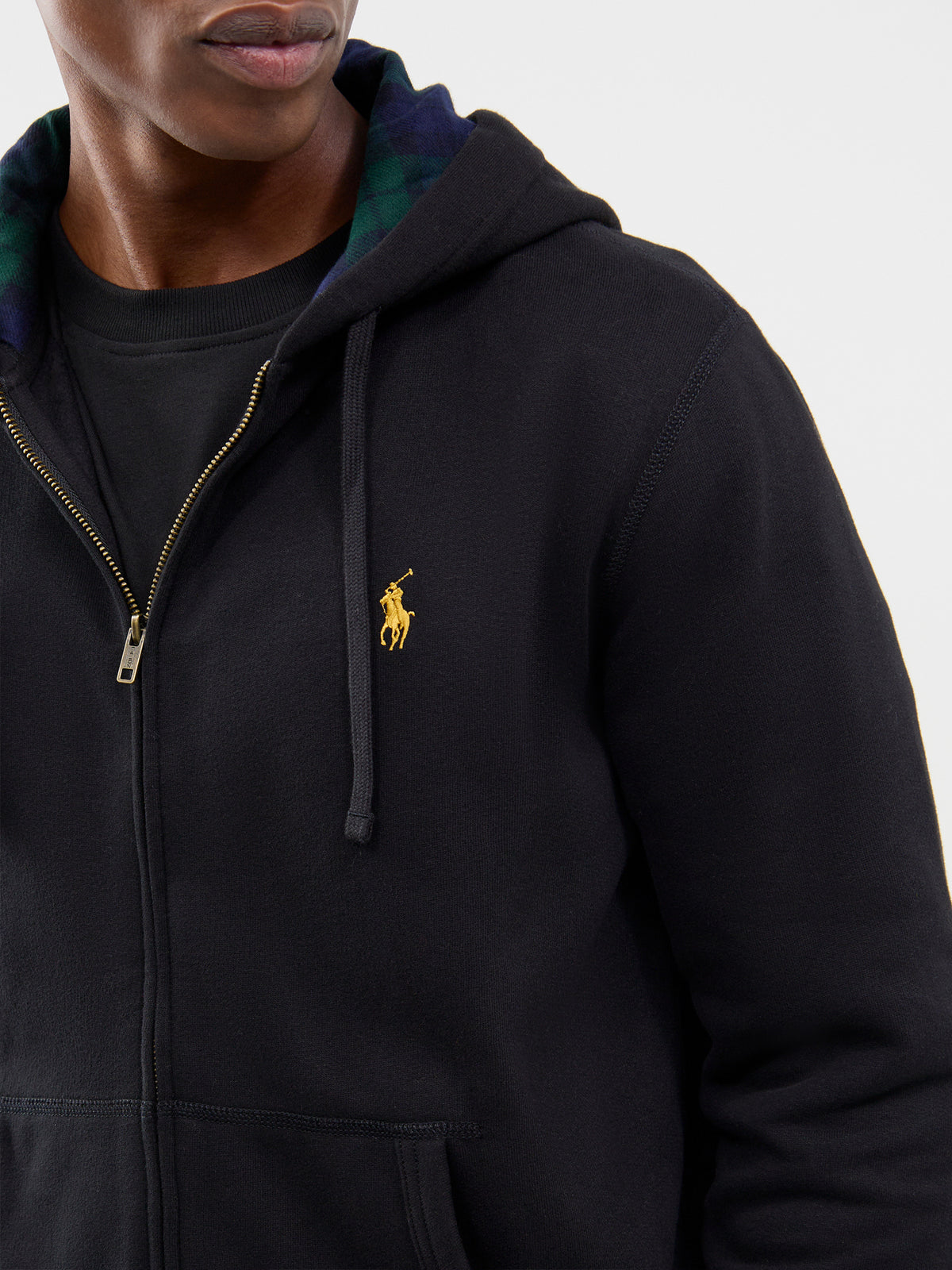 Wool & Cashmere Tartan-Lined Zip-Through Hoodie - Black