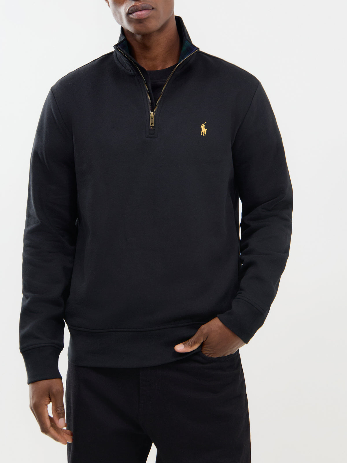 Wool & Cashmere Quarter-Zip Jumper With Kangaroo Pocket - Black