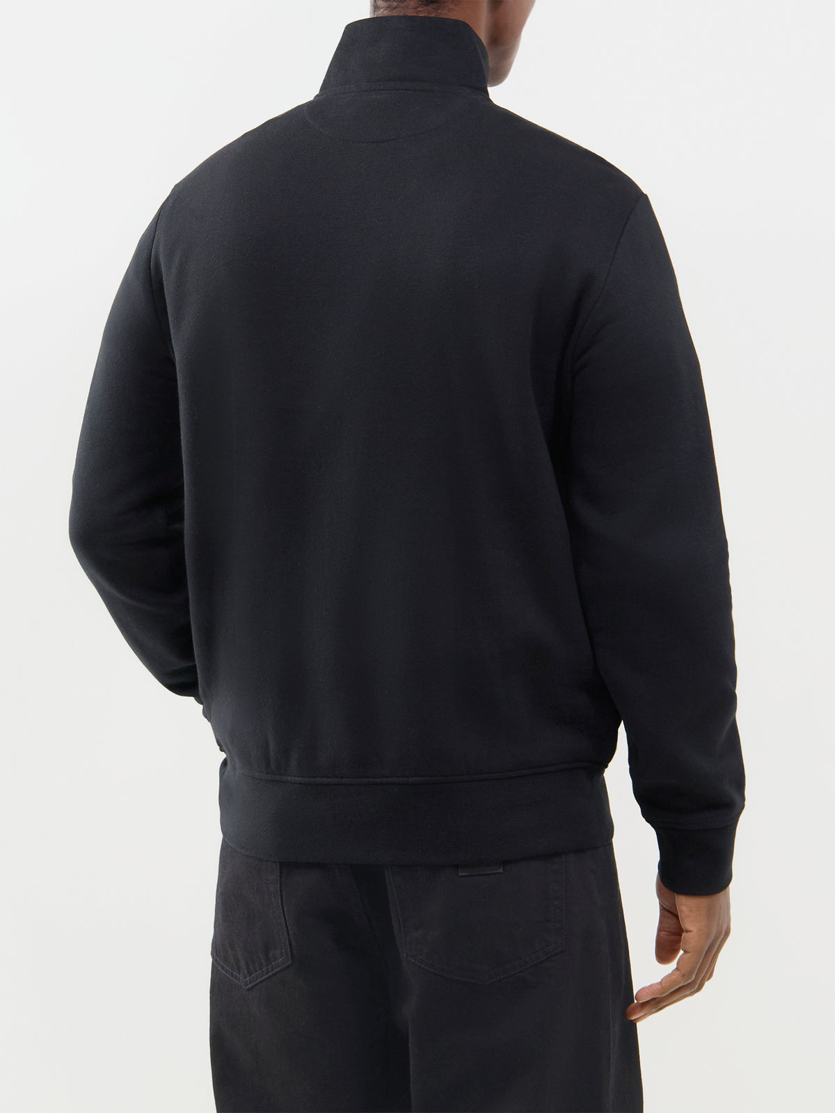 Wool & Cashmere Quarter-Zip Jumper With Kangaroo Pocket - Black