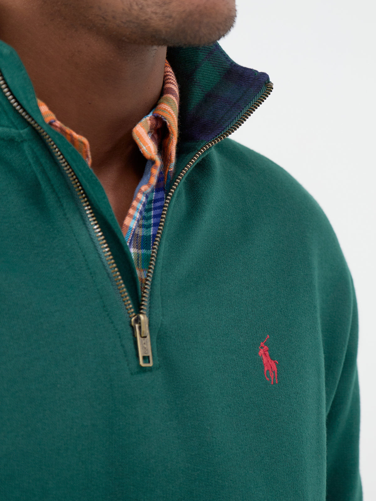 Wool & Cashmere Quarter-Zip Jumper With Kangaroo Pocket - Moss Agate