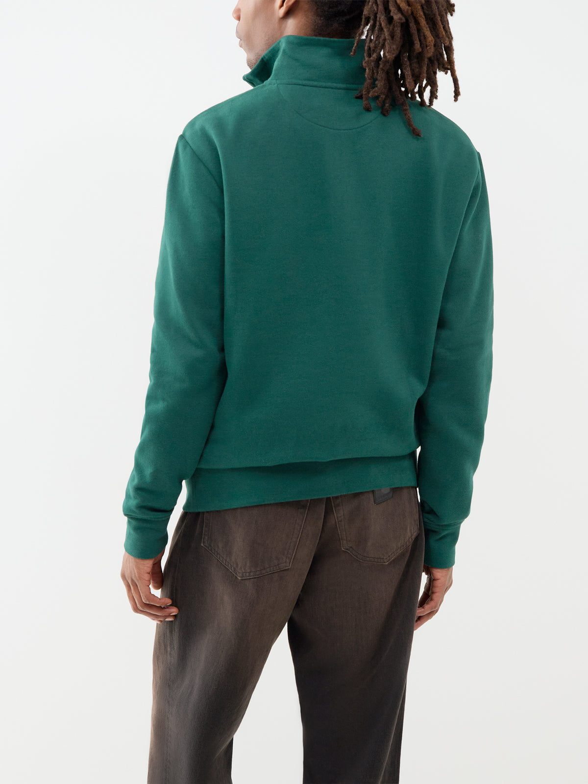 Wool & Cashmere Quarter-Zip Jumper With Kangaroo Pocket - Moss Agate