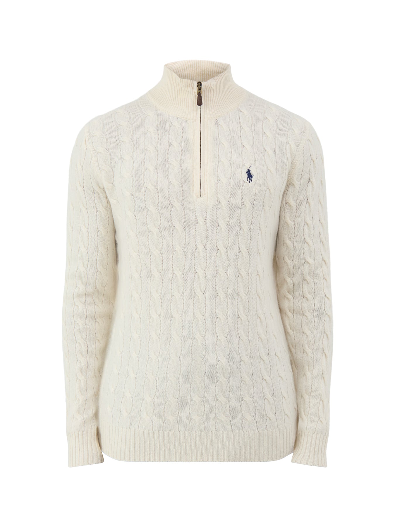 Wool & Cashmere Blend Cable Knit Quarter-Zip Jumper