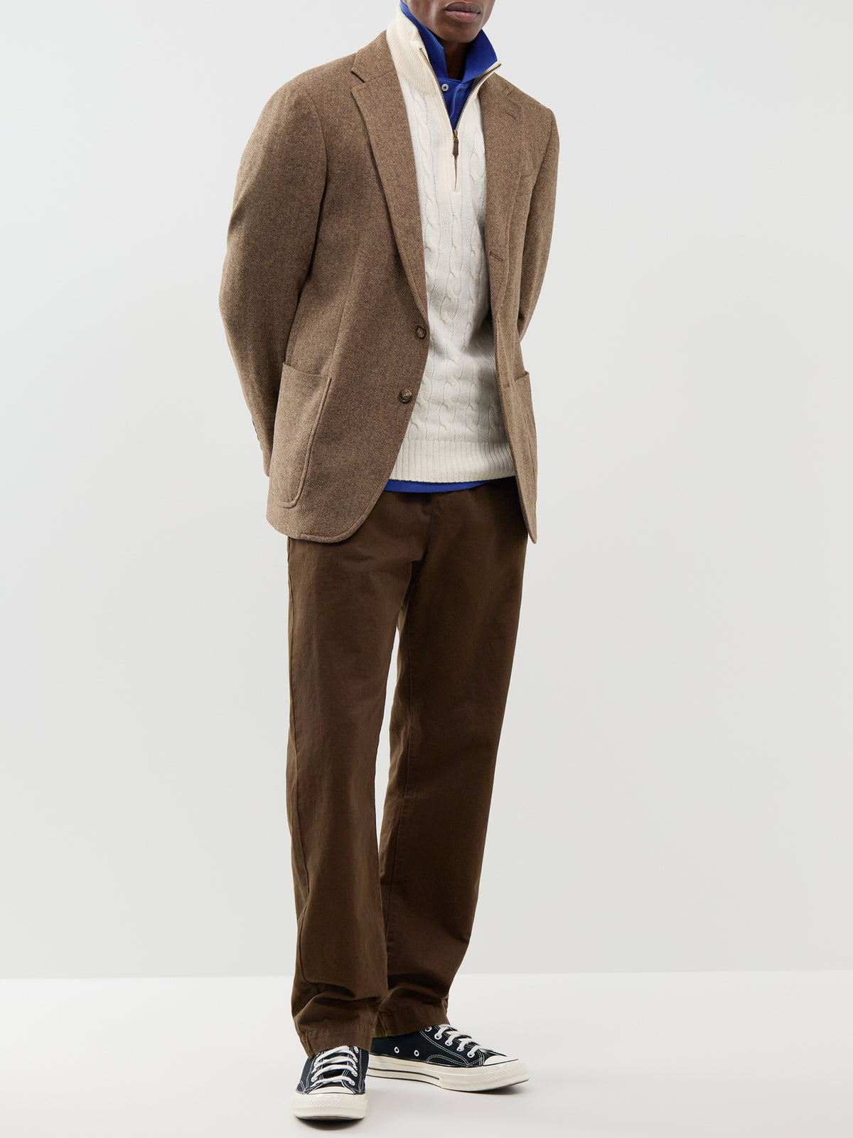 Wool & Cashmere Blend Cable Knit Quarter-Zip Jumper