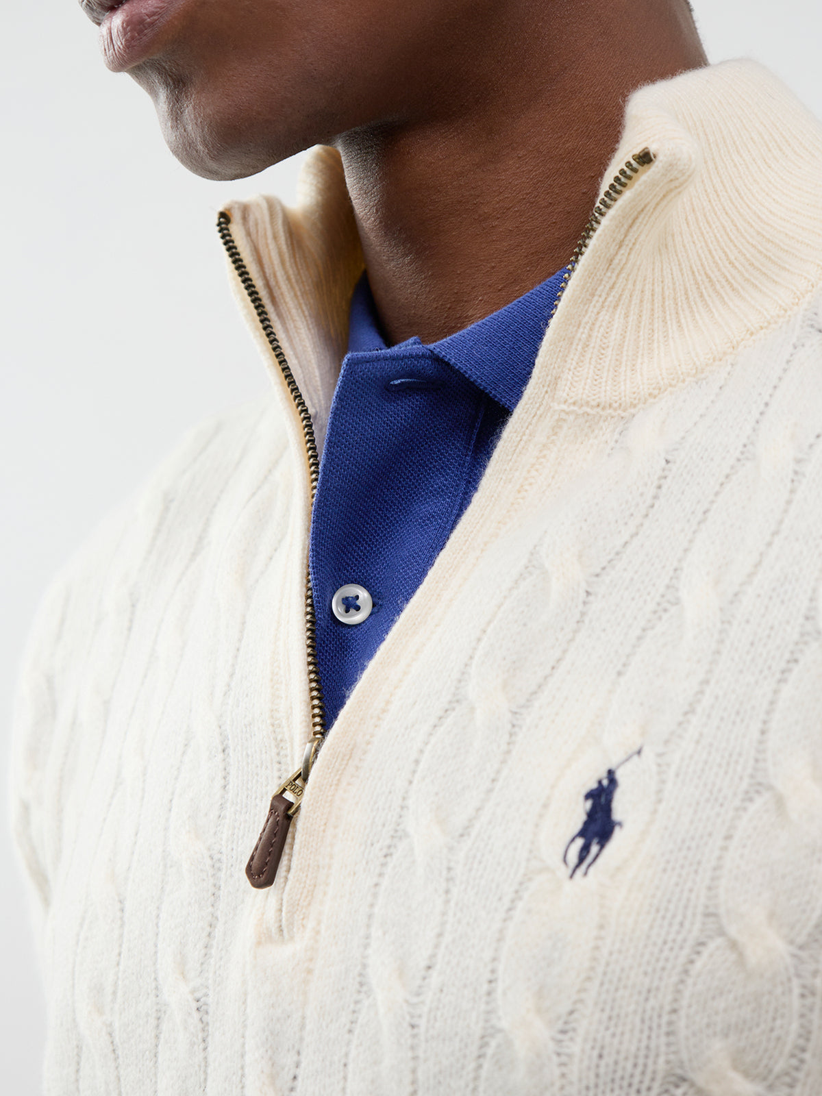 Wool & Cashmere Blend Cable Knit Quarter-Zip Jumper