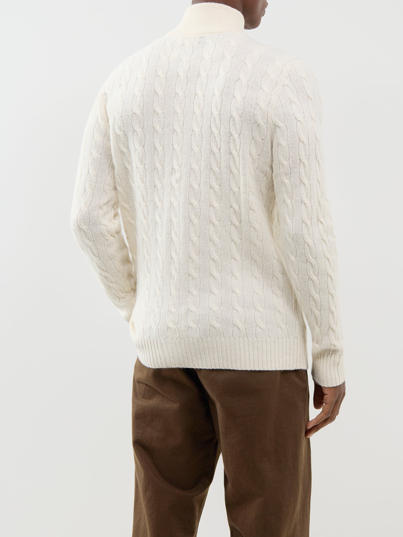 Wool & Cashmere Blend Cable Knit Quarter-Zip Jumper