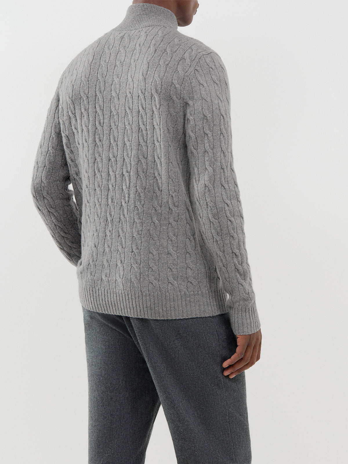 Wool & Cashmere Blend Cable Knit Quarter-Zip Jumper
