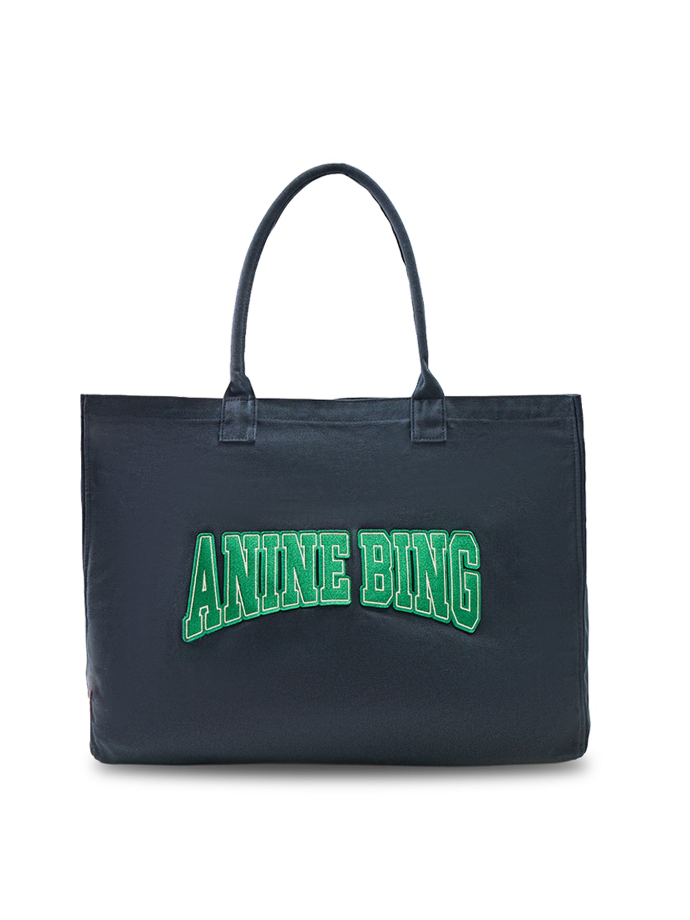Cotton Leo Canvas Tote Bag - Washed Black & Green