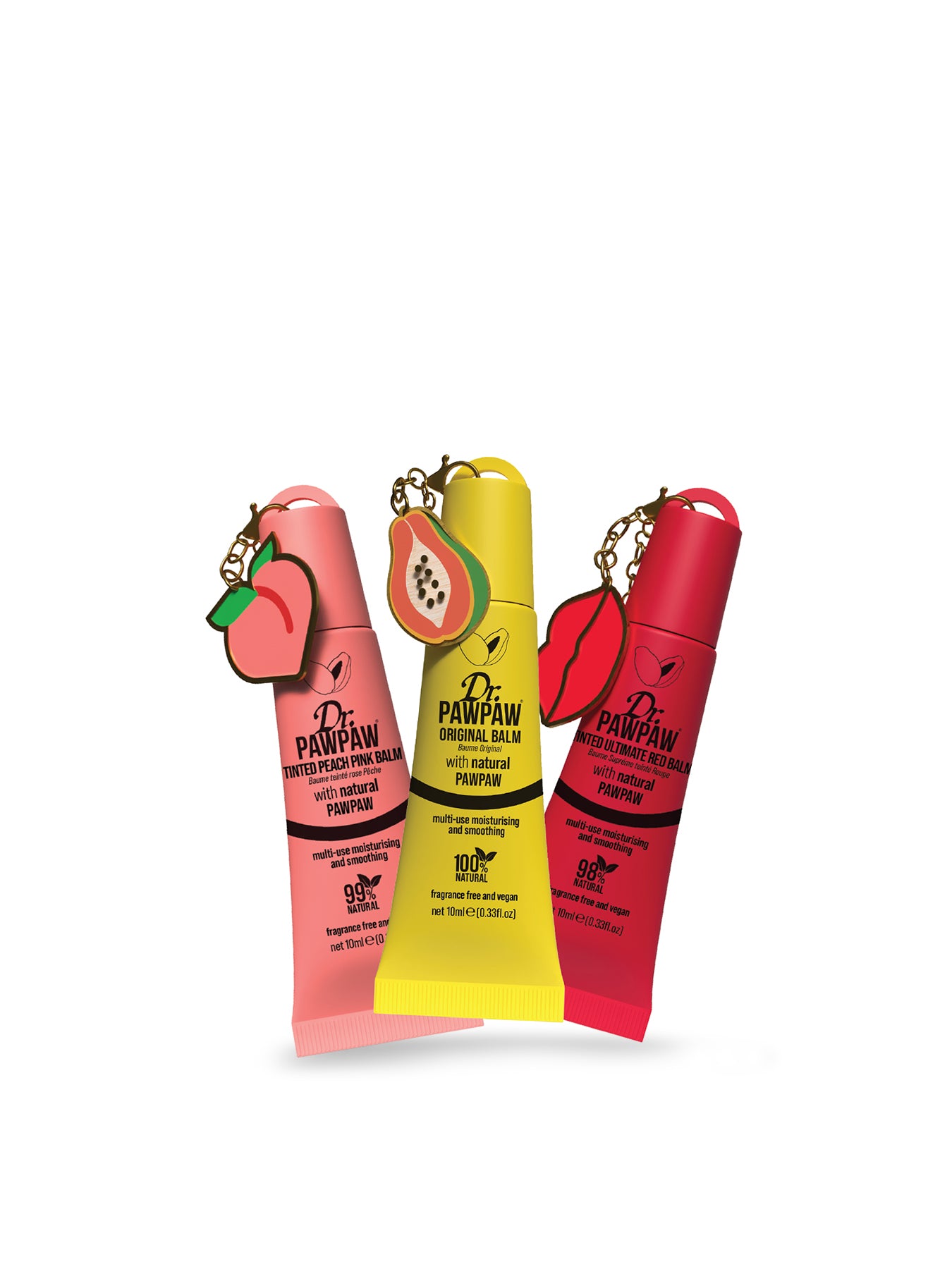 Charm Balm Original, Peach & Red Trio