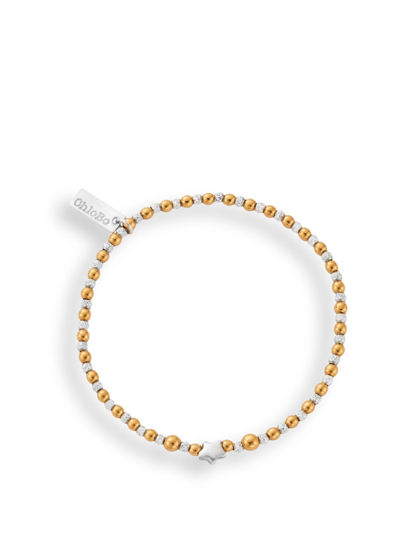 Mixed Metal Inset Star Beaded Bracelet Gold