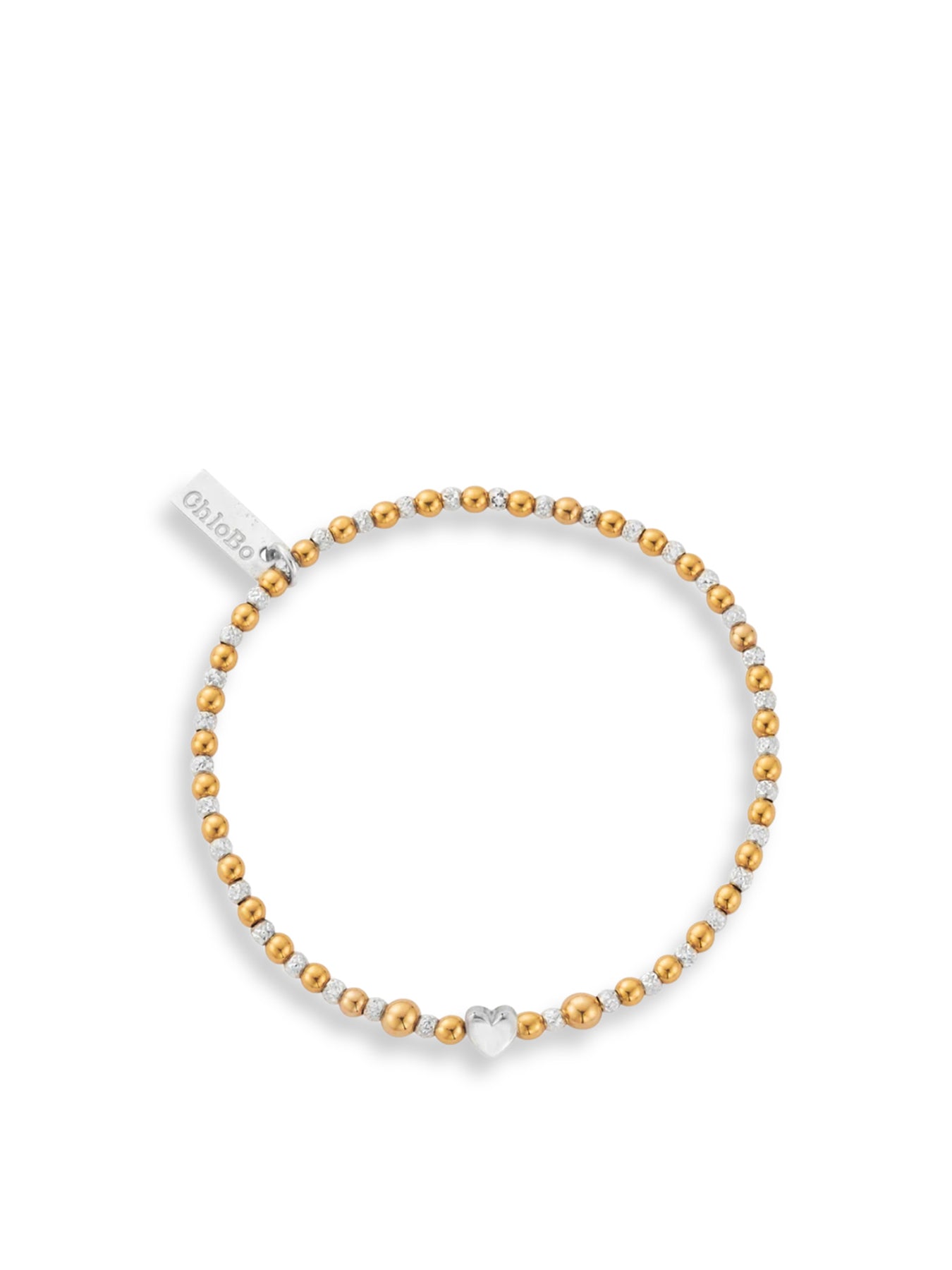 Mixed Metal Inset Heart Beaded Bracelet Gold