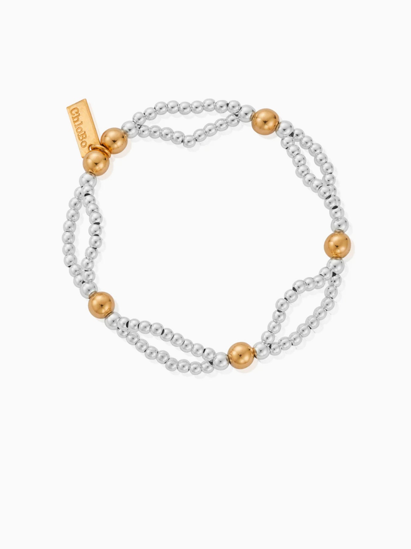 Mixed Metal Entwined Beaded Bracelet Gold
