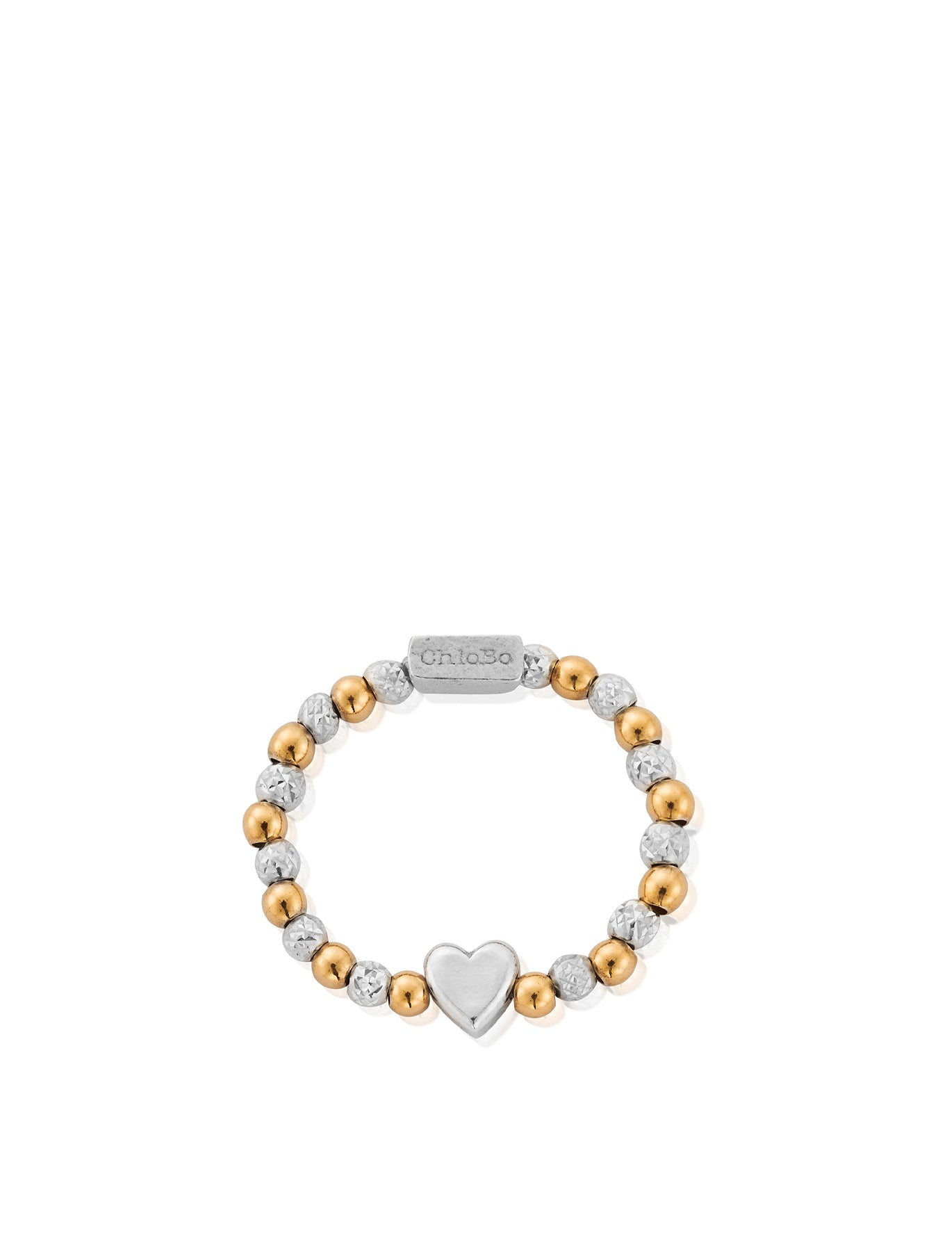 Mixed Metal Inset Heart Ring Gold