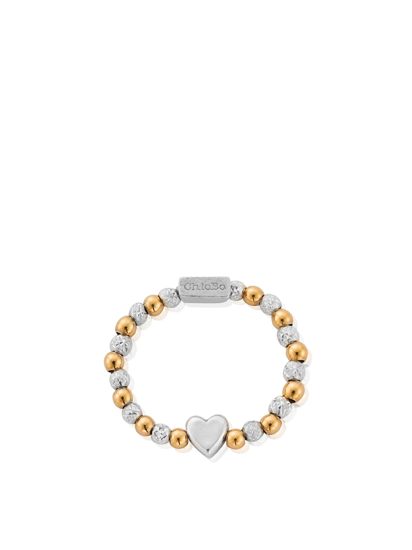 Mixed Metal Inset Heart Ring Gold