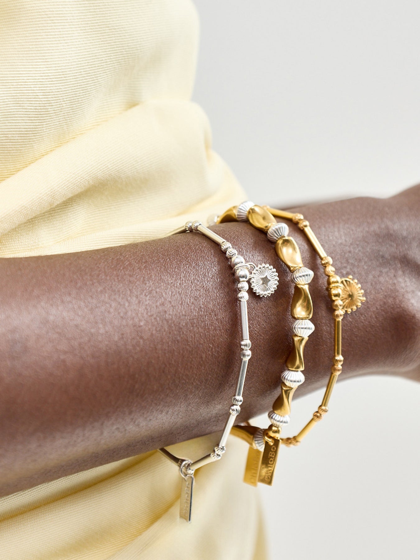 Dainty Moon Cut Sparkle Star Bracelet Silver