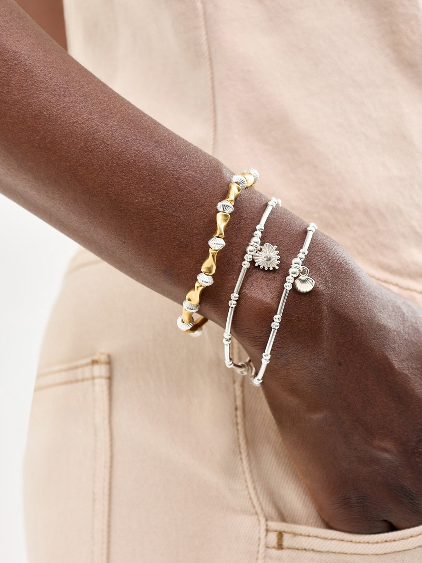 Dainty Moon Cut Sparkle Glowing Beauty Bracelet Silver