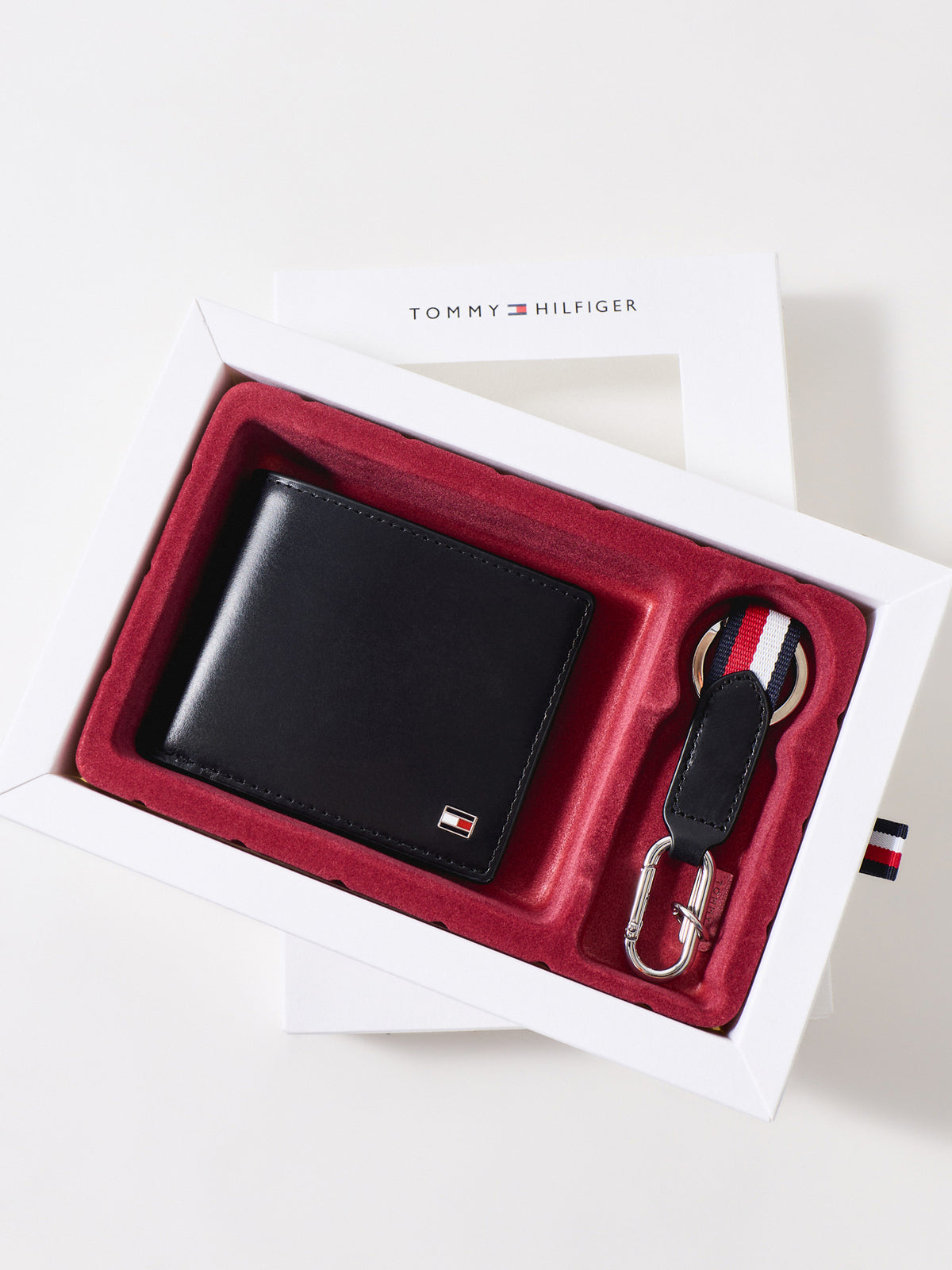 Mini Full-Grain Leather Card Case Wallet & Key Fob Gift Set - Black